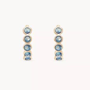 bluboho Blue Sapphire Hoop Earrings – 14K Yellow Gold